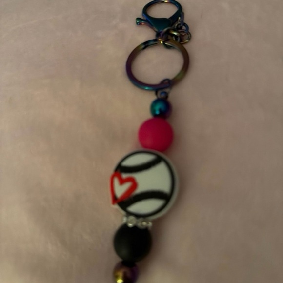 Multicolor Baseball Charm Keychain - Picture 2 of 3